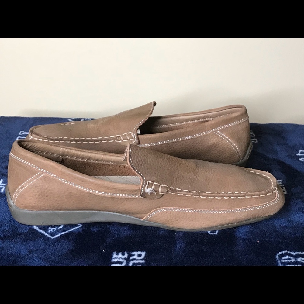 Perry Ellis Men’s Tan Leather Driving Loafers Sz11